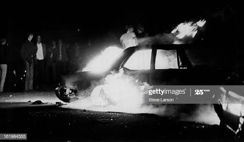 Cop Car on Fire at Red Docks 1971
