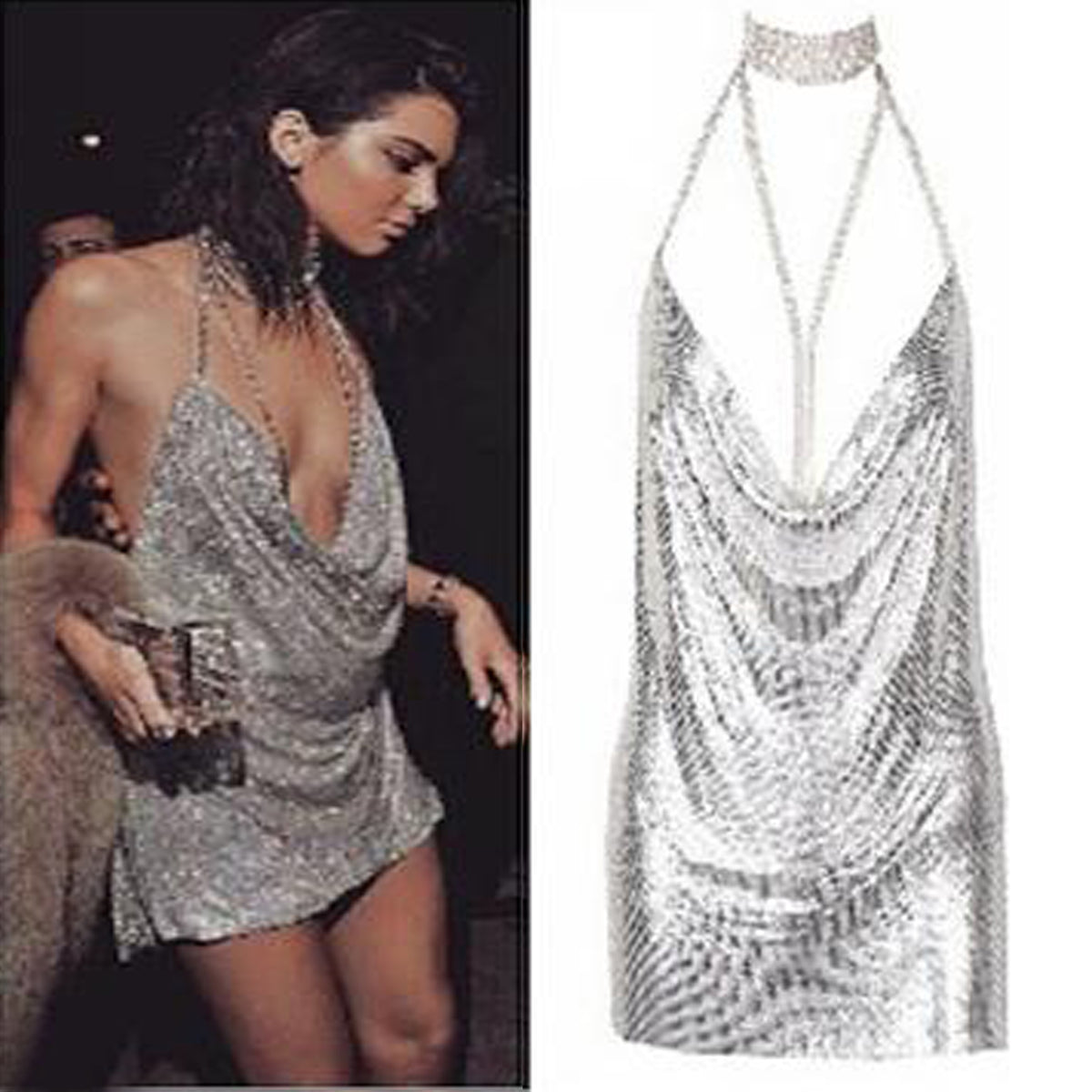 kendall jenner dress silver