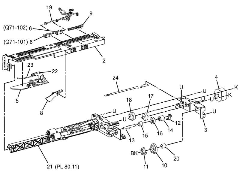 PL 80.10 Tray 1 Feeder Assembly for Xerox C7020 C7025 C7030 C7000