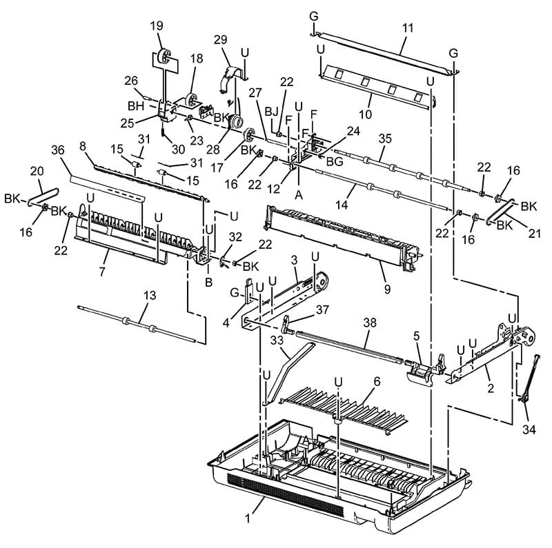 PL 80.50 Duplex LH Cover Components for Xerox C7020 C7025 C7030 C7000