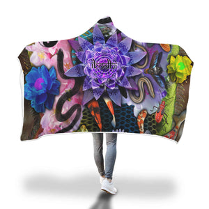 alexanderlawnde Crawling Creatures with Flower Mandala Hoodie Blanket