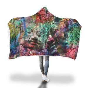 Colorful Angkor Bayon Hoodie Blanket