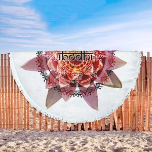 alexanderlawnde Sacred Geometry Flower Mandala Round Beach Blanket