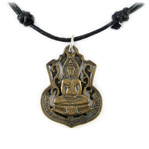 Rare Brass Dhyana Mudra Buddha Meditation Pendant Necklace