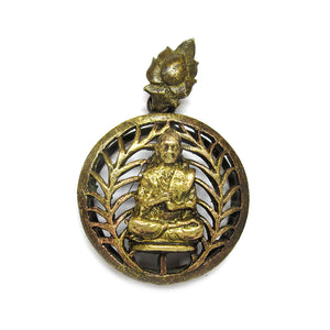 Vintage Meditating Buddhist Monk with Buddha in the Bhumisparsha Mudra Pendant