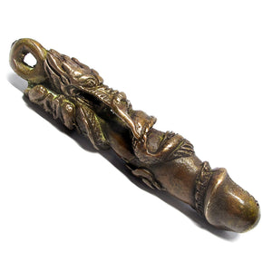 Thai Palad Khik Unalome Dragon Talisman A Lucky Mojo Brass Phallus Amulet