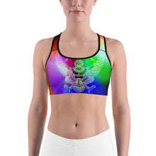 White Garuda on Bright Colors Sports bra