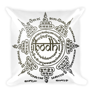 Black and White Sacred Geometry Thai Tattoo Mandalas 18" Square Pillow