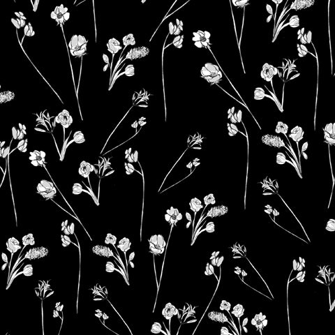 OlaOla x Black Cherry Studios black and white florals pattern