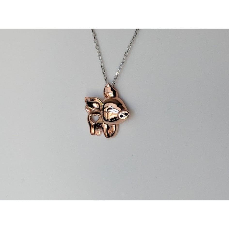 Rose Gold-plated Silver 15mm Pig Pendant