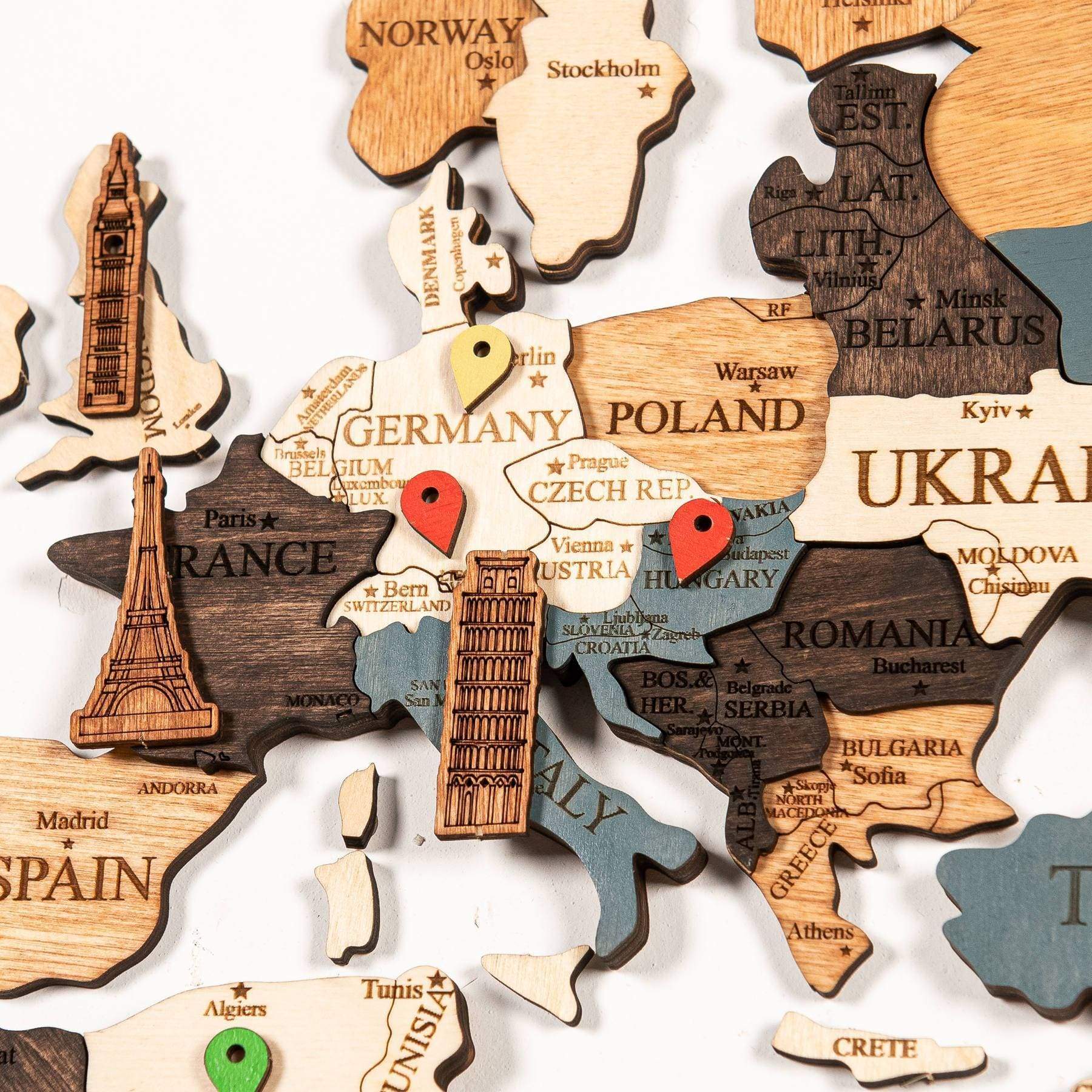 3D Wooden World Map - 04