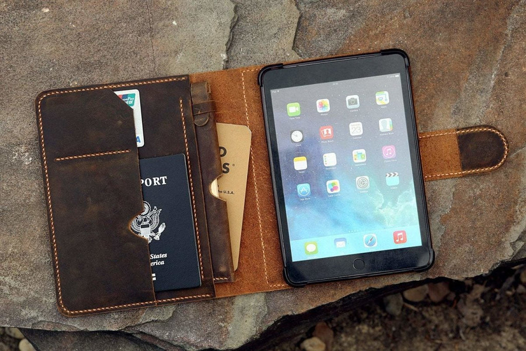 Vintage Style Handmade Leather iPad Mini Stand Cover