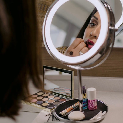 Countertop Makeup Mirror with Jewelry Tray