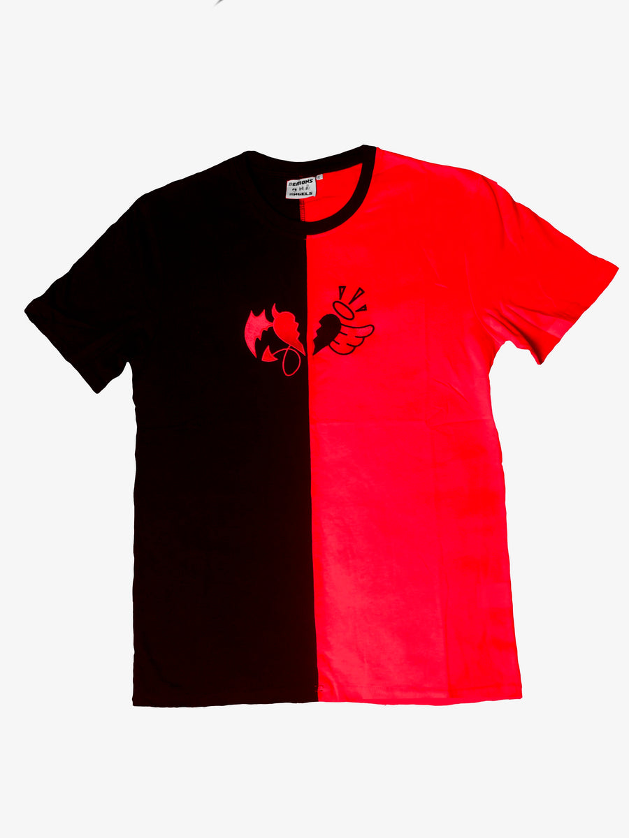 TShirt Red N Black With Heart Logo Demons N An