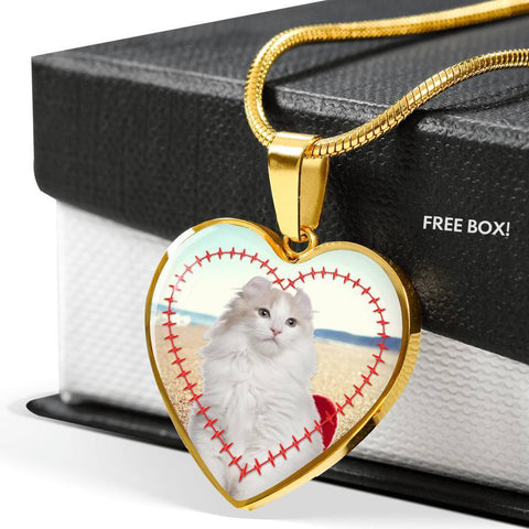 American Curl Print Heart Pendant Luxury Necklace-Free Shipping