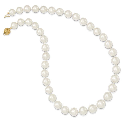 14k Gold 9.5-12mm Round White South Sea Cultured Pearl Graduate Necklace