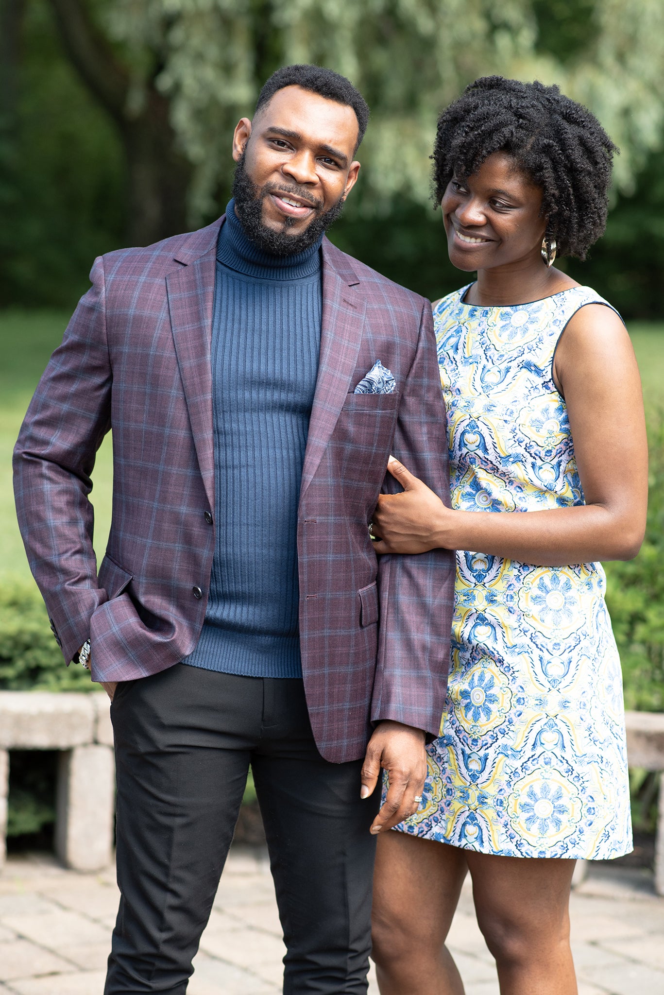 man and woman wearing complementary colors