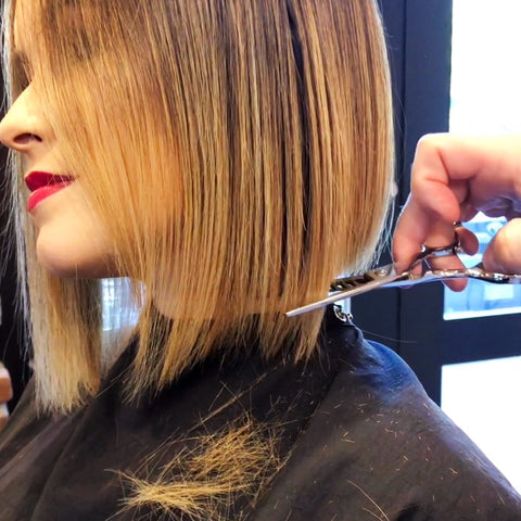 cut the sides of your bob with the Symmetry 10/10 Texturizer from ARC Scissors