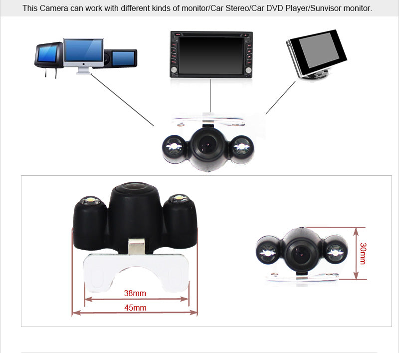 LED Night Vision Car Rear View Wide Angle Reverse CMOS Backup Camera Waterproof/Marking Lines/Shockproof