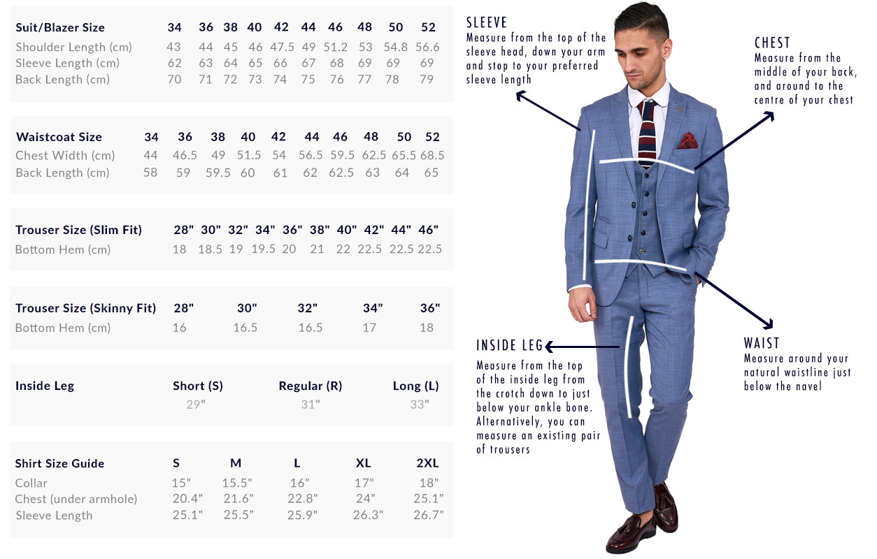 Size Chart For Mens Suits