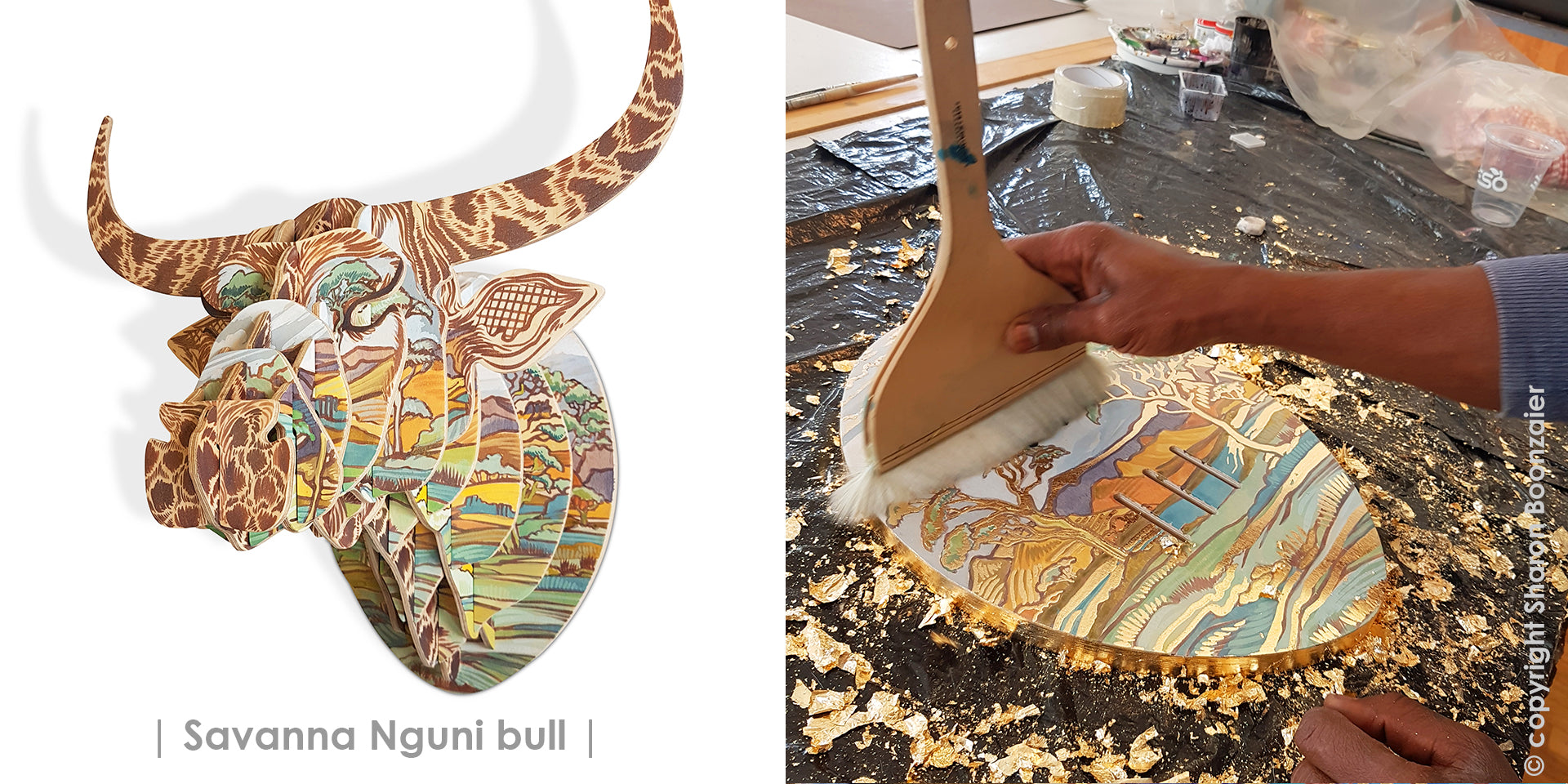 painted nguni bull head savanna by sharon boonzaier
