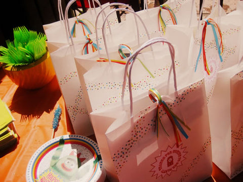 gift bags decorated with washi tape