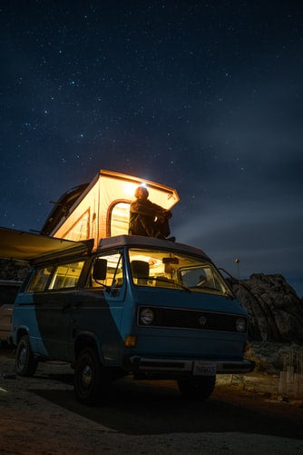 man car camping