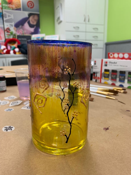 Glass Painted Candle Holder - workshop at Michaels Classroom | DivineNY.com