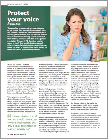 Protect Your Voice Pt.1 by Wade Repta for Teacher Magazine