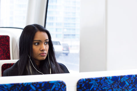 Woman thinking on her commute