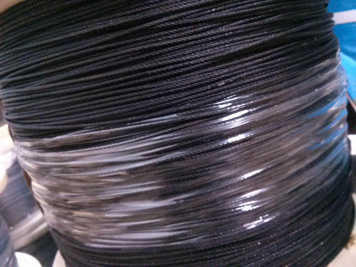 Black Powder Coated Galvanized Wire Rope Cable 1/8" 7x19-100 ~ 1000 ft 