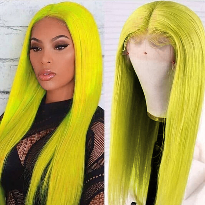 CEXXY HAIR GREEN COLORED HUMAN HAIR LACE WIG STRAIGHT