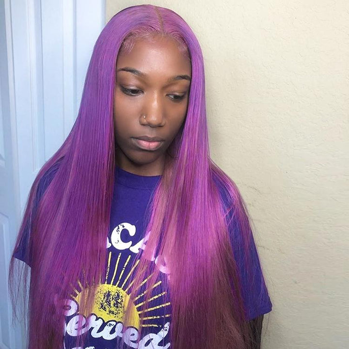 CEXXY HAIR PURPLE COLORED HUMAN HAIR LACE WIG STRAIGHT