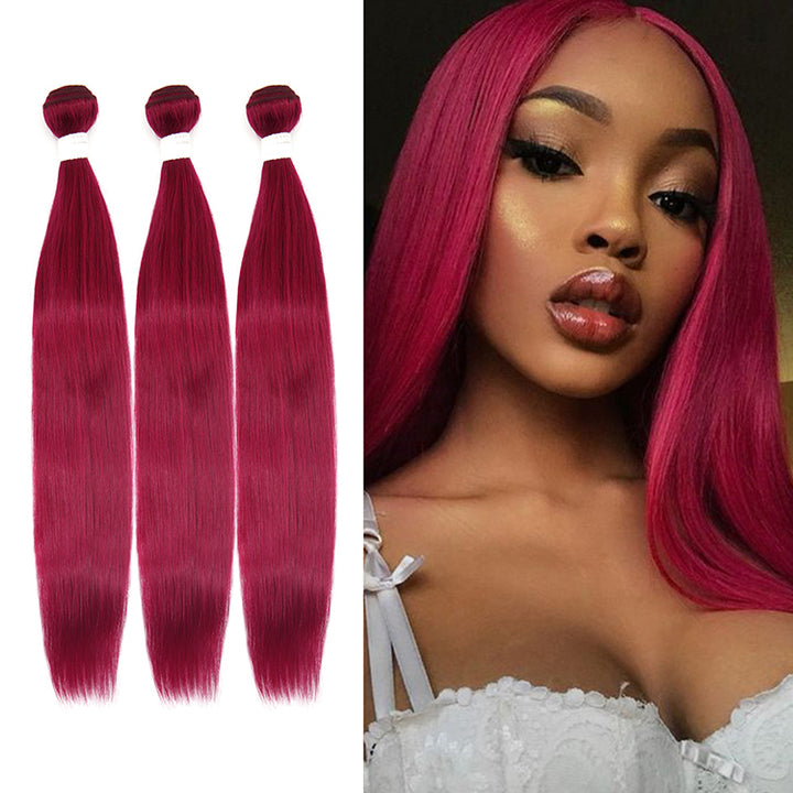 CEXXY VIRGIN HAIR BURGUNDY COLORED HAIR EXTENSION STRAIGHT BUNDLE DEAL