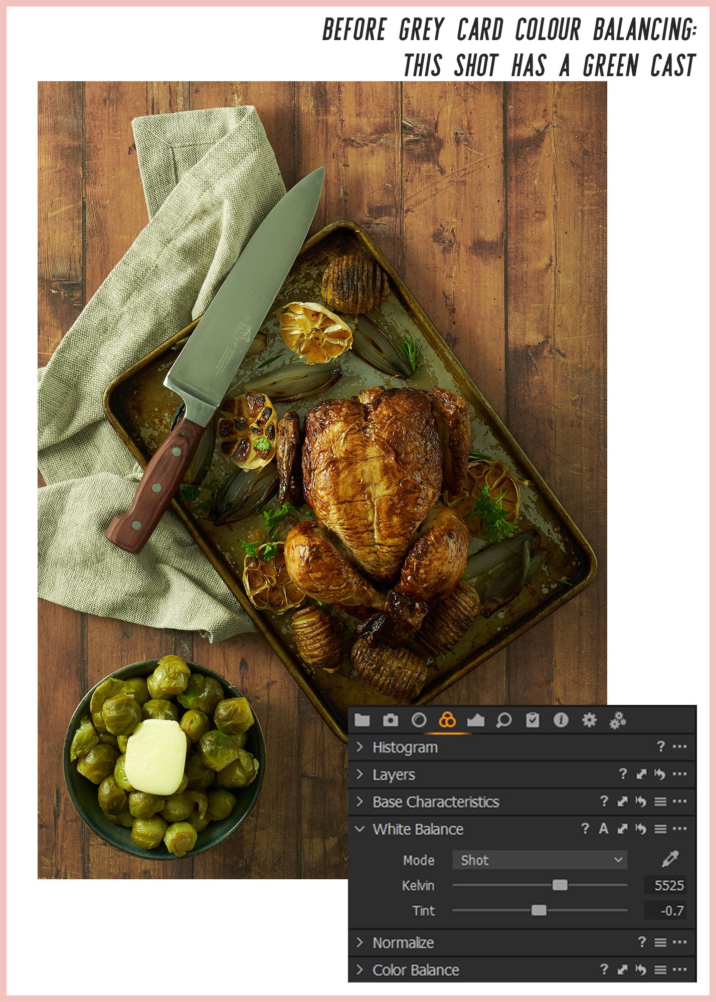 Neutral colour balance for food photography