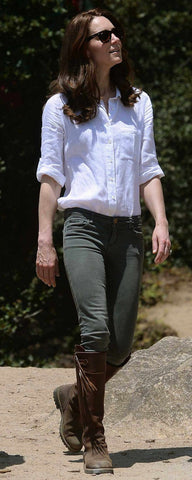 Hiking style in linen shirt