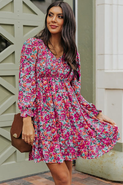 mame Flower Printed Sleeves Dress smk-koperasi.sch.id