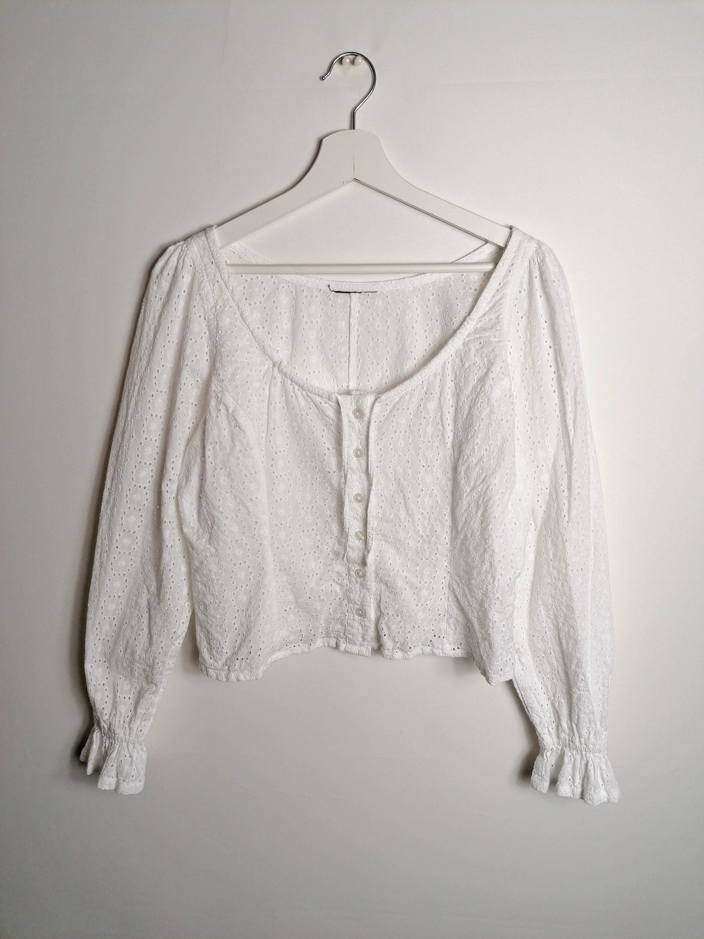 Cottagecore Blouse white cotton-lace ~ size M