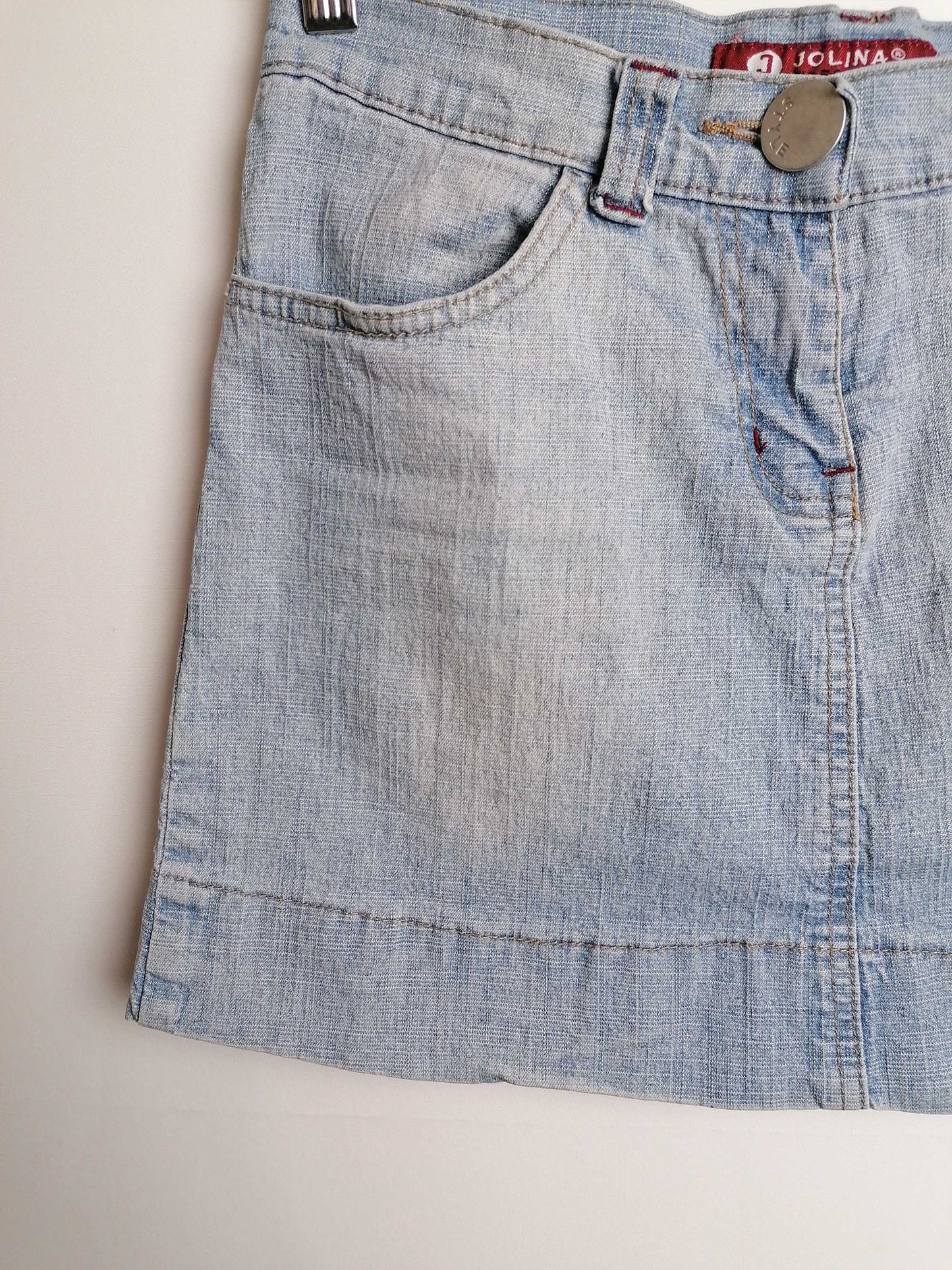 Y2K Denim mini-skirt lightwash faded blue - size S