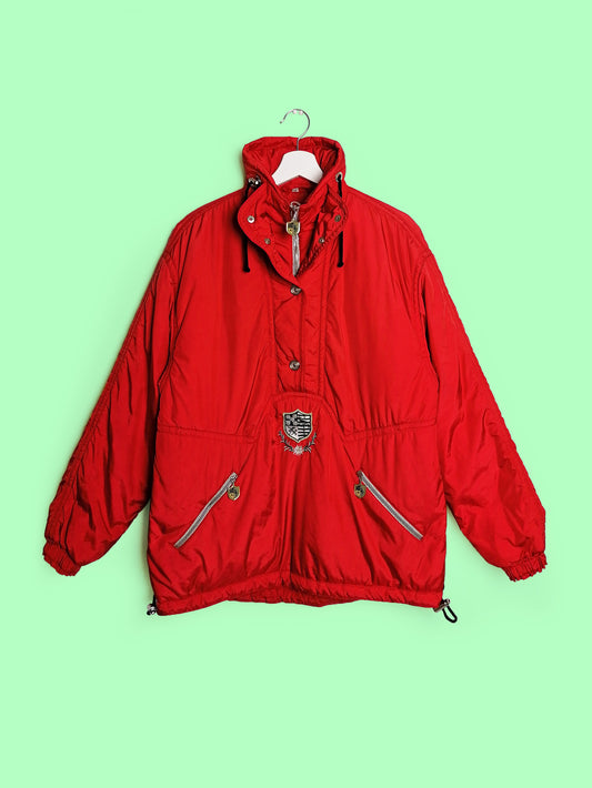 90's SPORTALM Kitzbuhel Anorak Shiny Red Winter Ski Jacket - size S-M