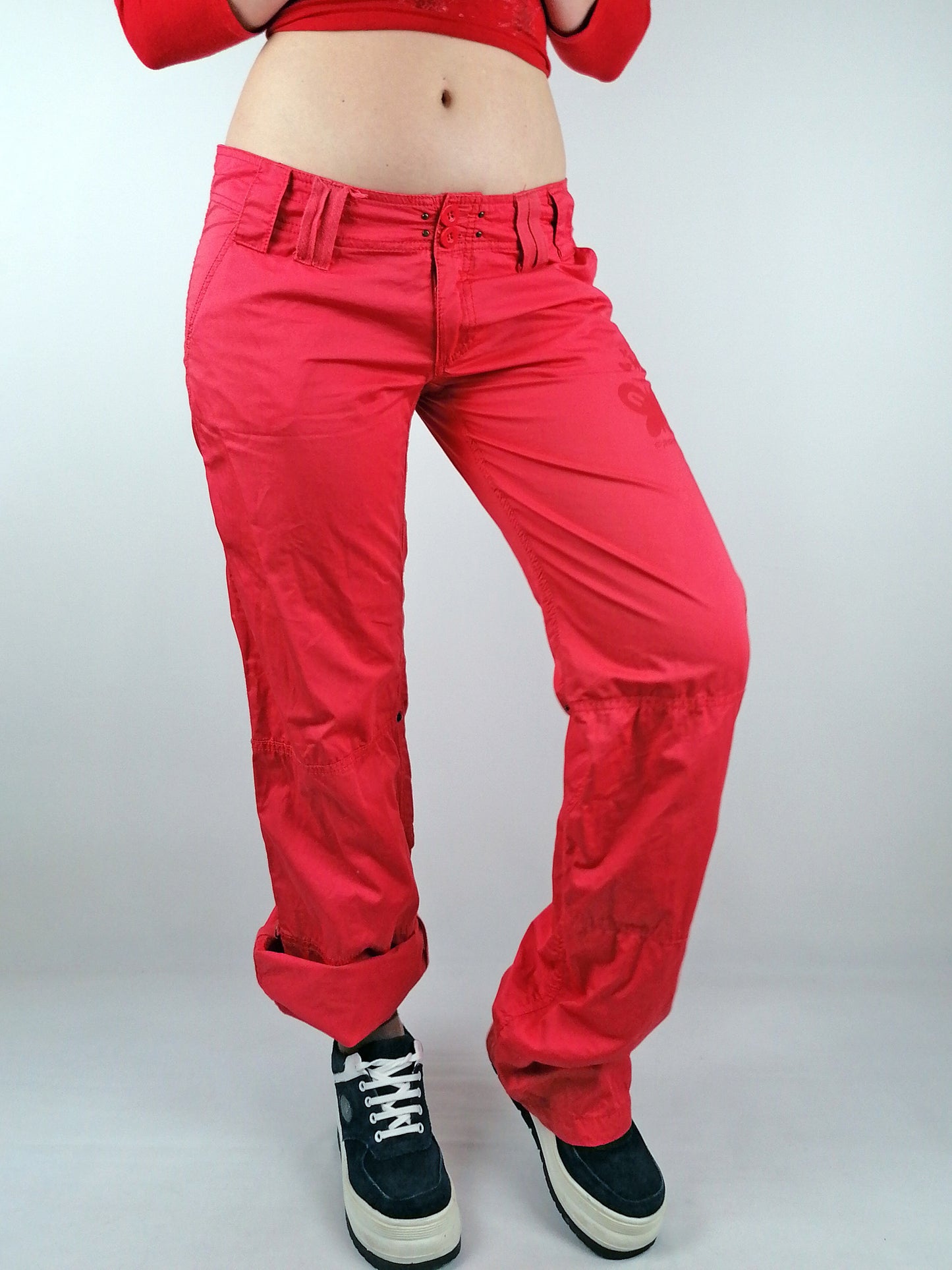 Y2K Soft Shell Low-Waist Pink Cargo Pants - size L