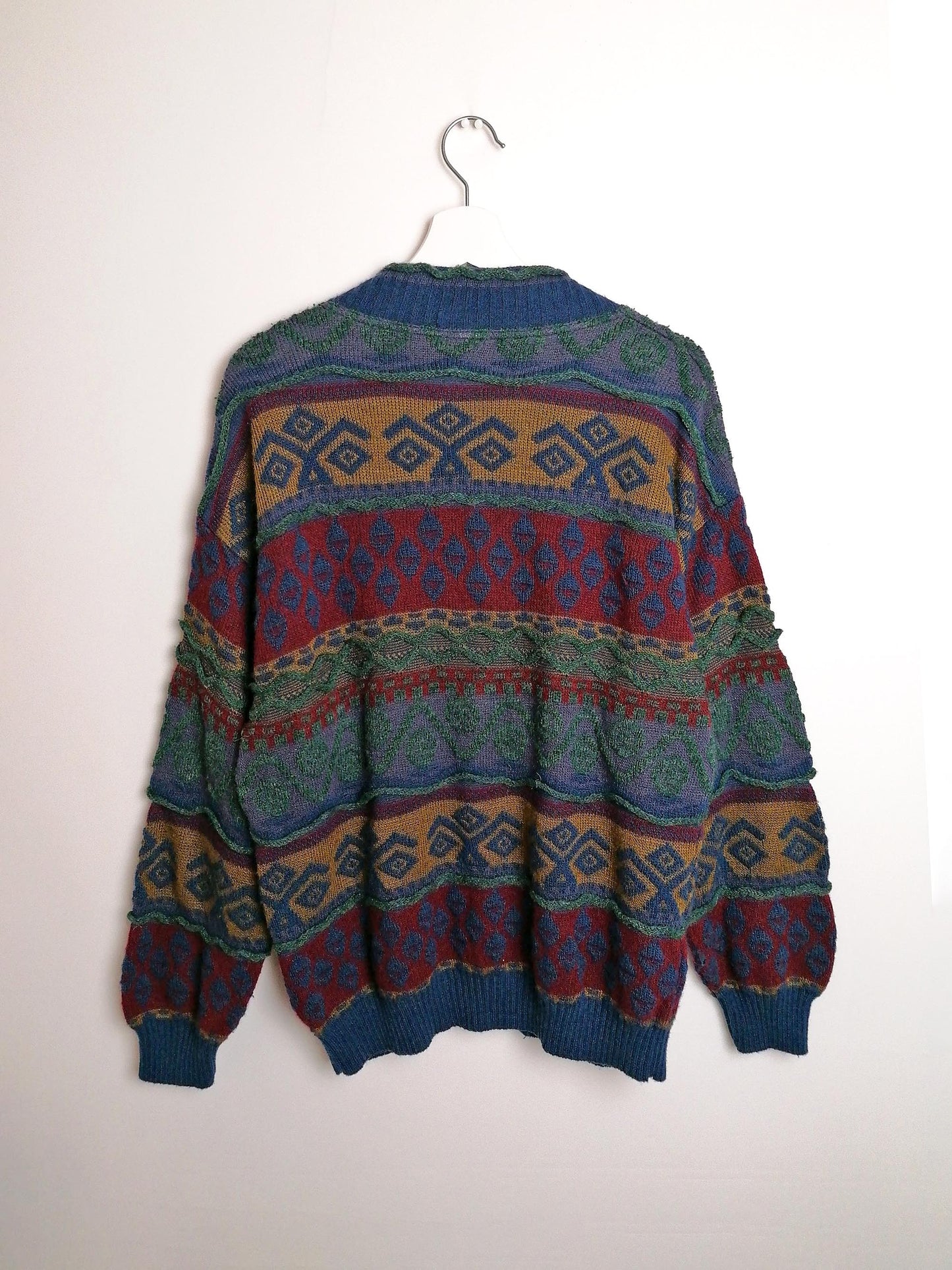 80's 90's Retro Pattern Unisex Grandpa Cardigan - size L / 48