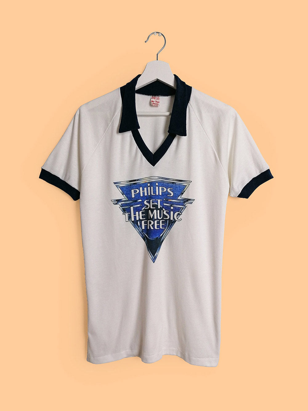 90's PHILIPS Mr. Tee Shirts Single Stitch Ringer T-shirt - size M-L