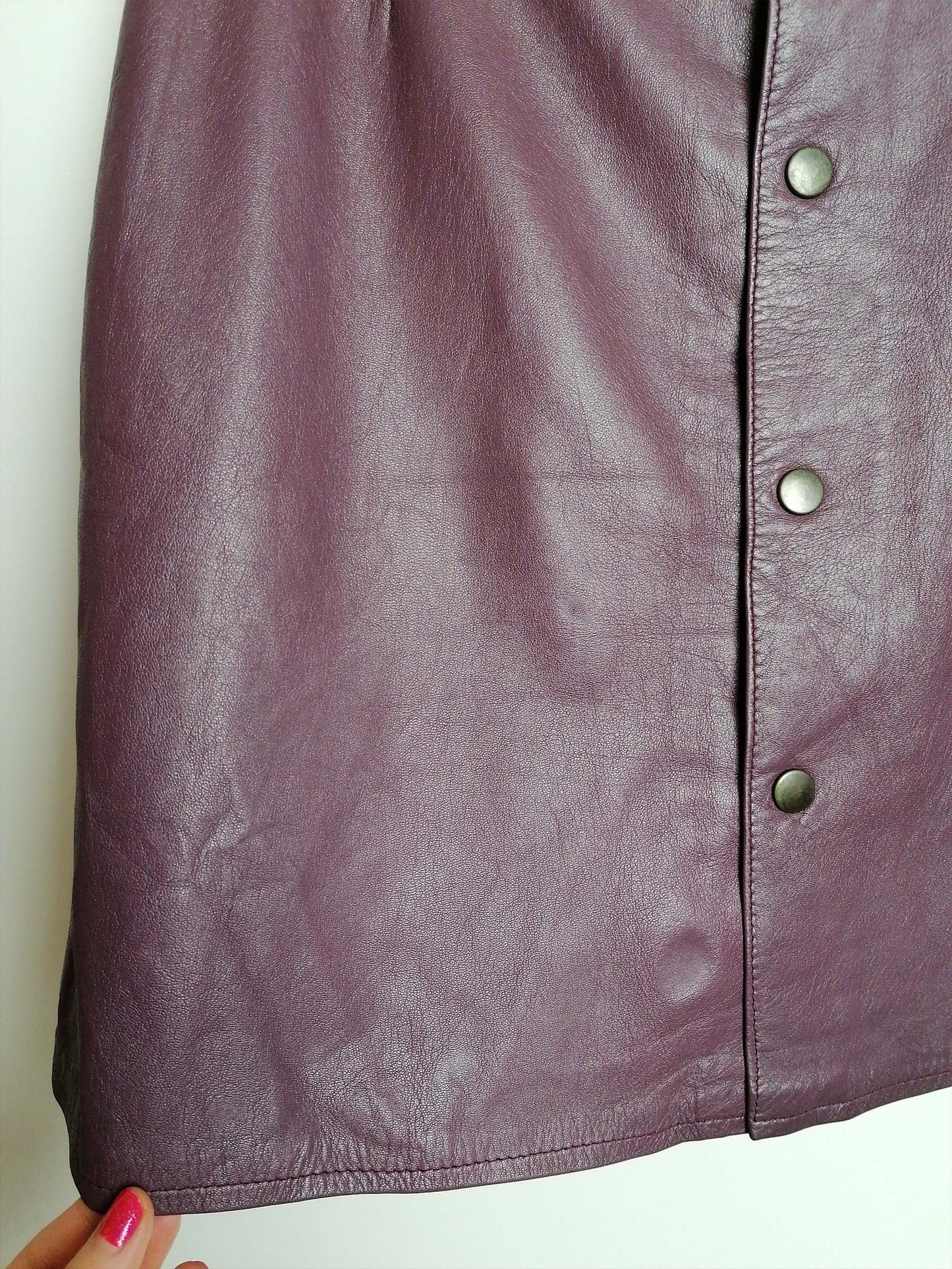 80's Soft Leather Plum Mini Skirt ~ size S-M