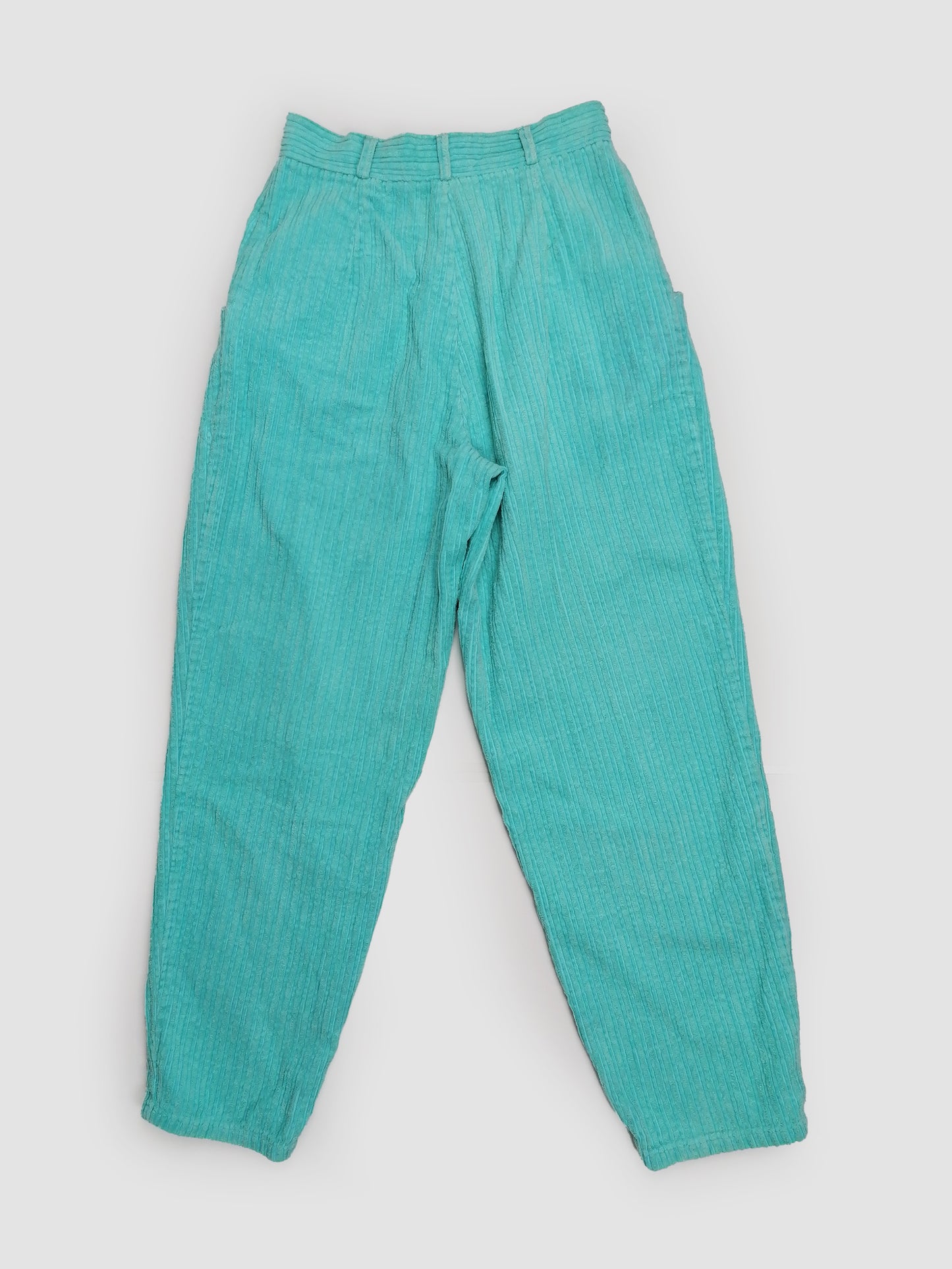 Vintage 80's High Waist Corduroy Velvet Baggy Jeans Aqua Turquoise - size XS-S (25")