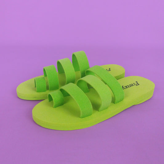 Fluorescent Green Foam Flip-Flops - New - size 37-37.5, UK 4