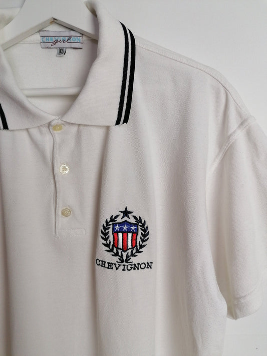 CHEVIGNON Polo T-shirt Crest Embroidery White Shirt - size L - XL