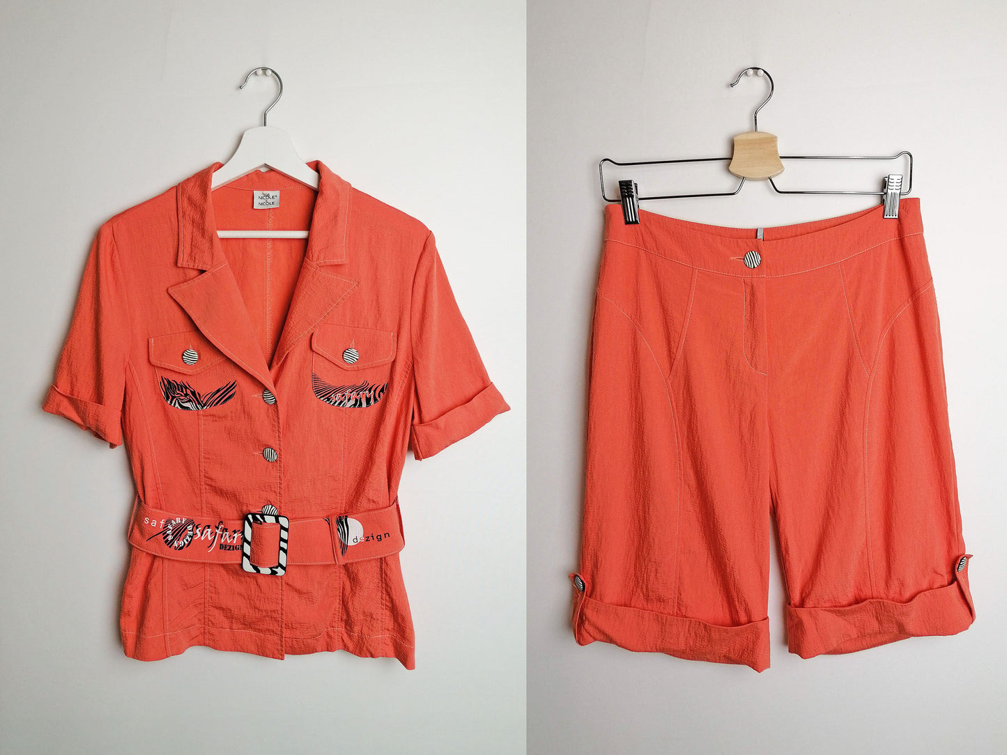 Vintage 80's 90's Safari Two-piece Set - size S-M