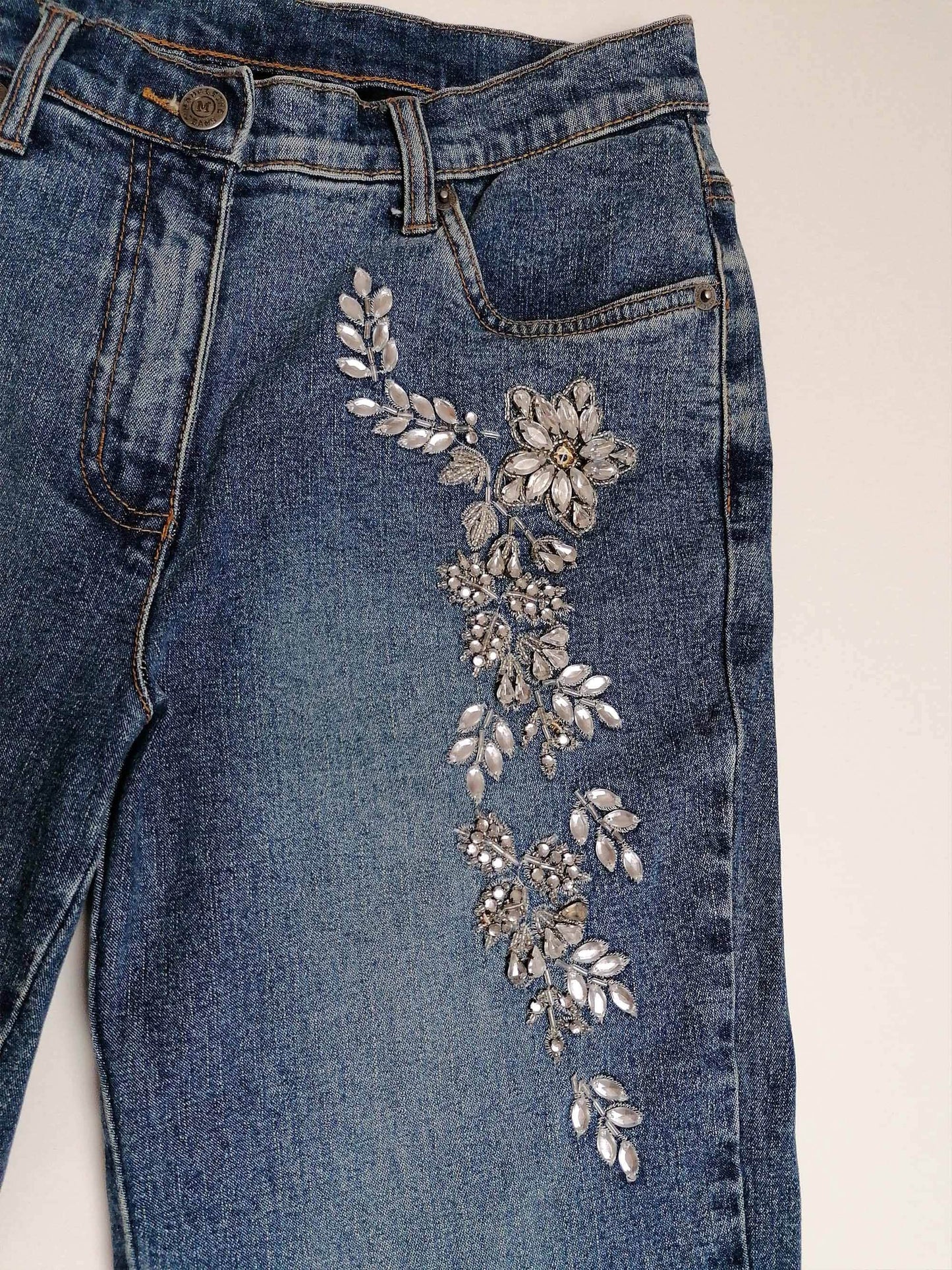 Y2K MADELEINE Embroidery Jeans - size M - 36/UK 10