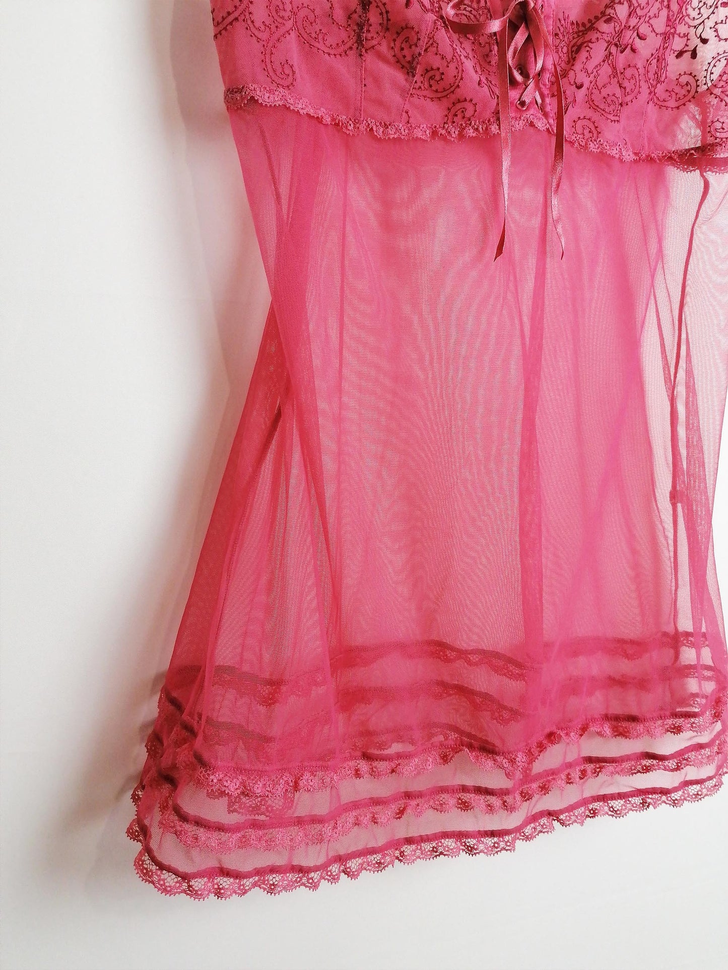 Sheer Pink Babydoll Cami Tulle - size L
